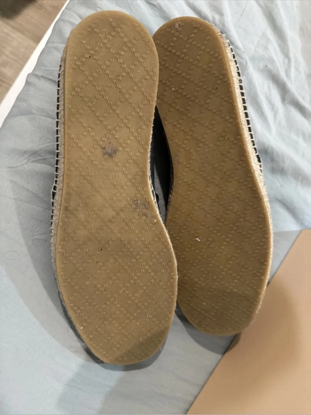 Gucci Men’s Black GG Monogram Canvas Espadrilles Slip-On Loafers Size 12.5 US 13